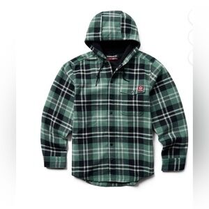 Wolverine Bucksaw Flannel Hemlock Green Black Plaid Hooded Sweater Jacket NWT
